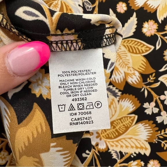 Loft Yellow & Black Floral Long Sleeve Blouse - Picture 5 of 5